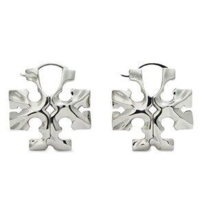 Brand new Tory Burch Silver Roxanne Silver Logo Earrings